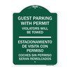 Signmission Guest Parking with Permit Violators Will Be Towed Estacionamento De Visita Con Permis, GW-1824-23926 A-DES-GW-1824-23926